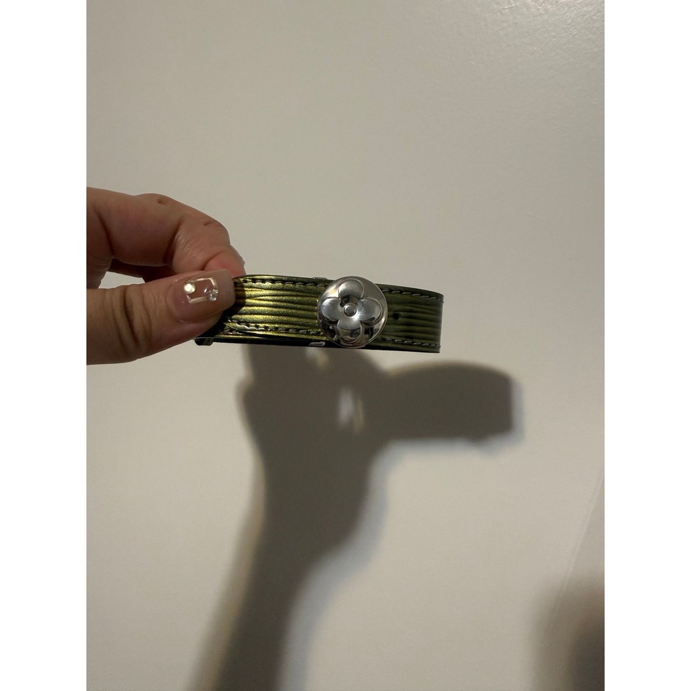 Louis Vuitton Cyber Epi Green Bracelet w/ silver hardware